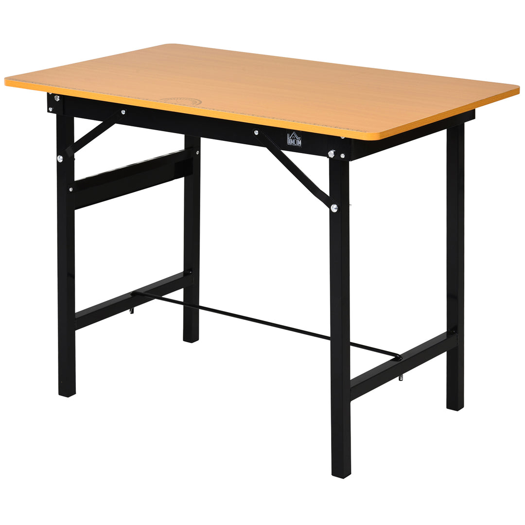 Foldable Garage Work Bench, Craft Table MDF Workstation, Heavy-duty Steel Frame with Ruler, Protractor