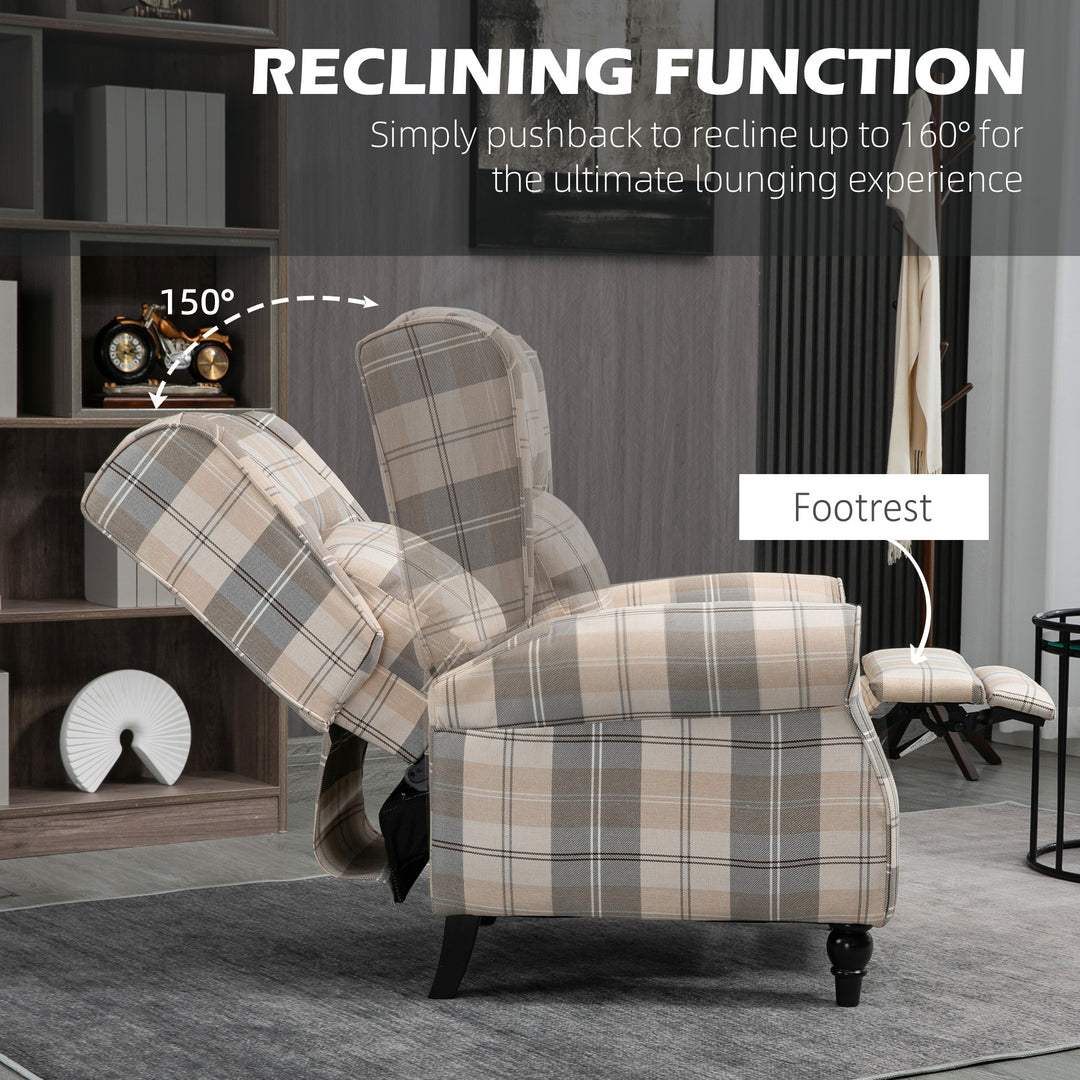 Recliner Armchair Push Back Recliner Chair Living Room Furniture Cushion Padded Seat with Armrest Khaki