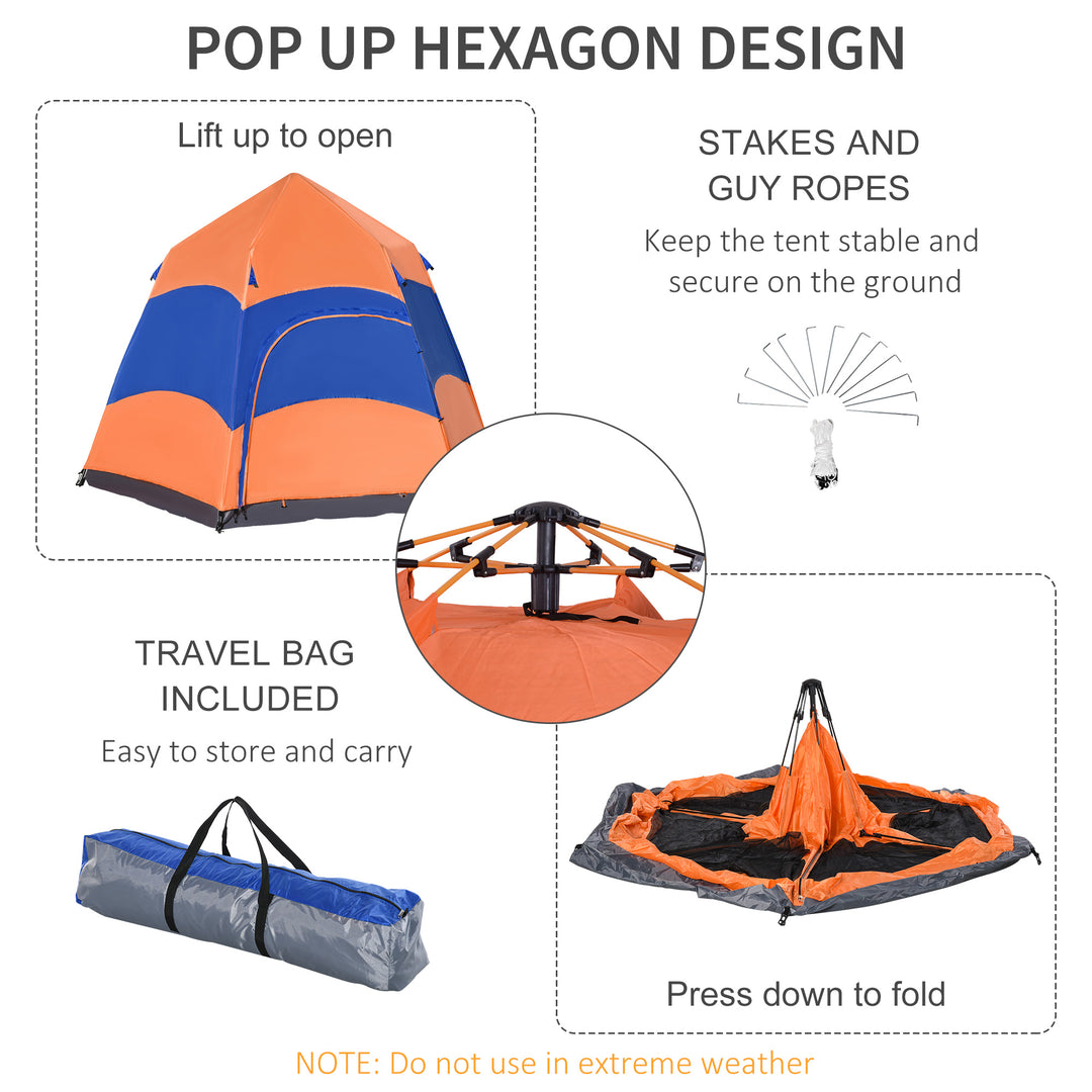 Six Man Hexagon Pop Up Tent Camping Festival Hiking Shelter Family Portable