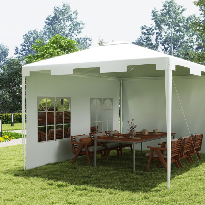 3 x 4 m Garden Gazebo Shelter Marquee Party Tent with 2 Sidewalls for Patio Yard Outdoor, White
