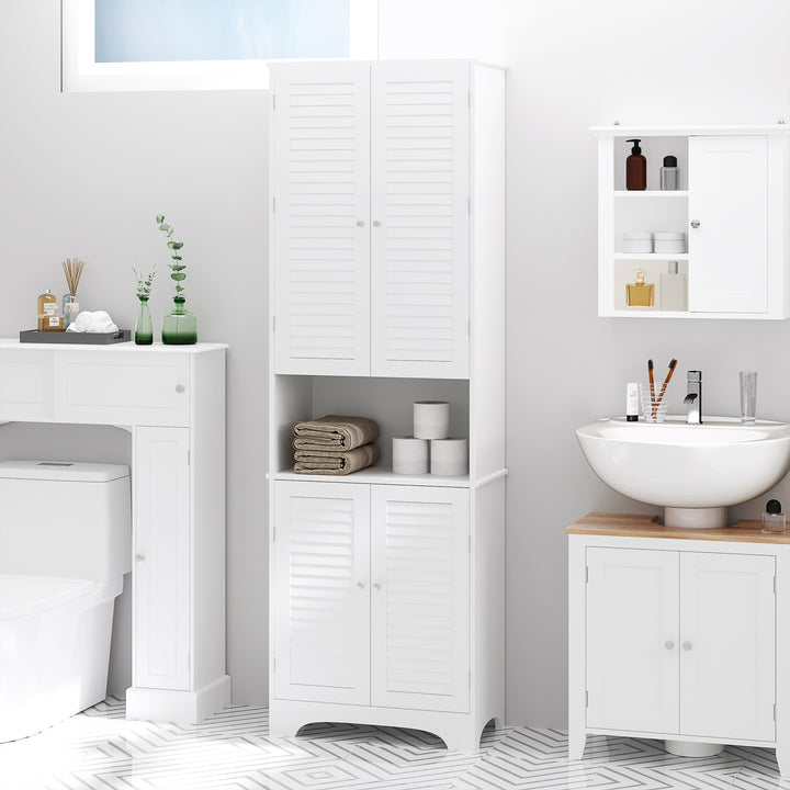MDF Freestanding 6-Tier Bathroom Storage Cabinet White