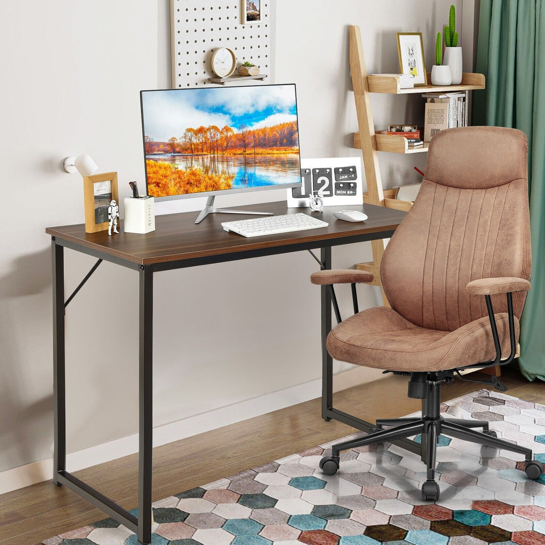 Wooden Computer Desk for Home Office-Walnut