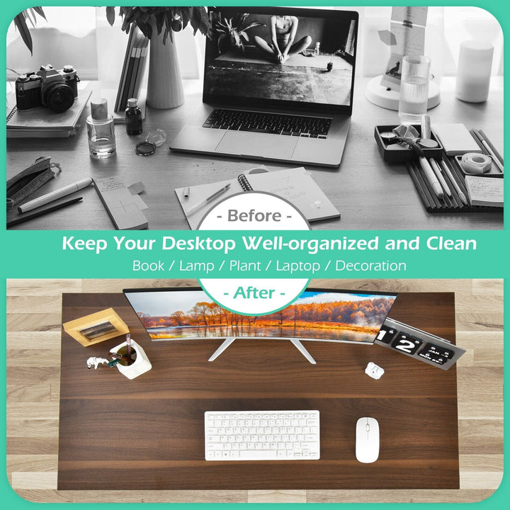 Wooden Computer Desk for Home Office-Walnut