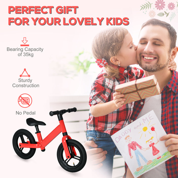 Kids Balance Bike, No Pedal Training Bike for Children with Adjustable Seat- Red