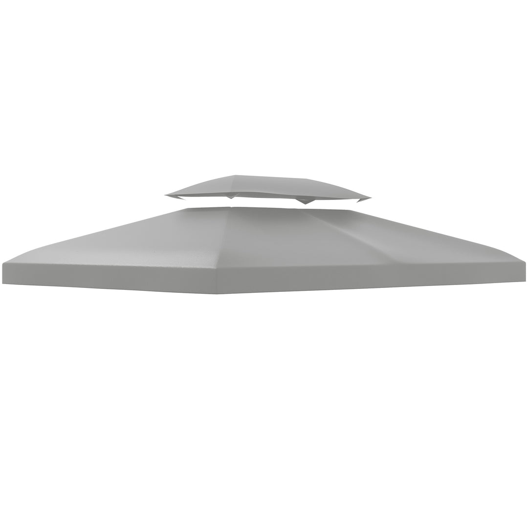 3x4m Gazebo Replacement Roof Canopy 2 Tier Top UV Cover Garden Patio Outdoor Sun Awning Shelters Light Grey (TOP ONLY)