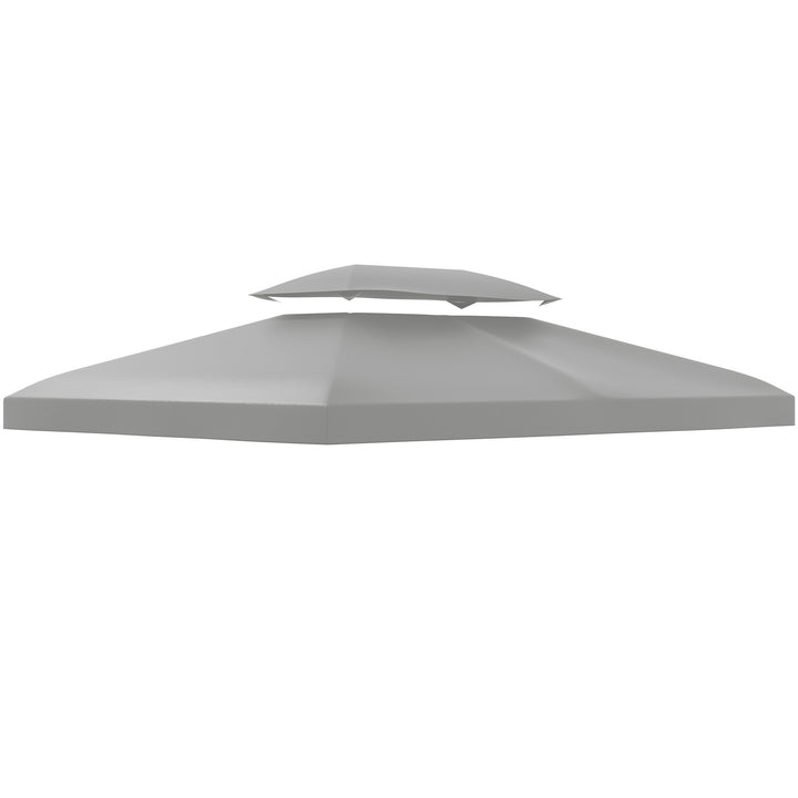 3x4m Gazebo Replacement Roof Canopy 2 Tier Top UV Cover Garden Patio Outdoor Sun Awning Shelters Light Grey (TOP ONLY)