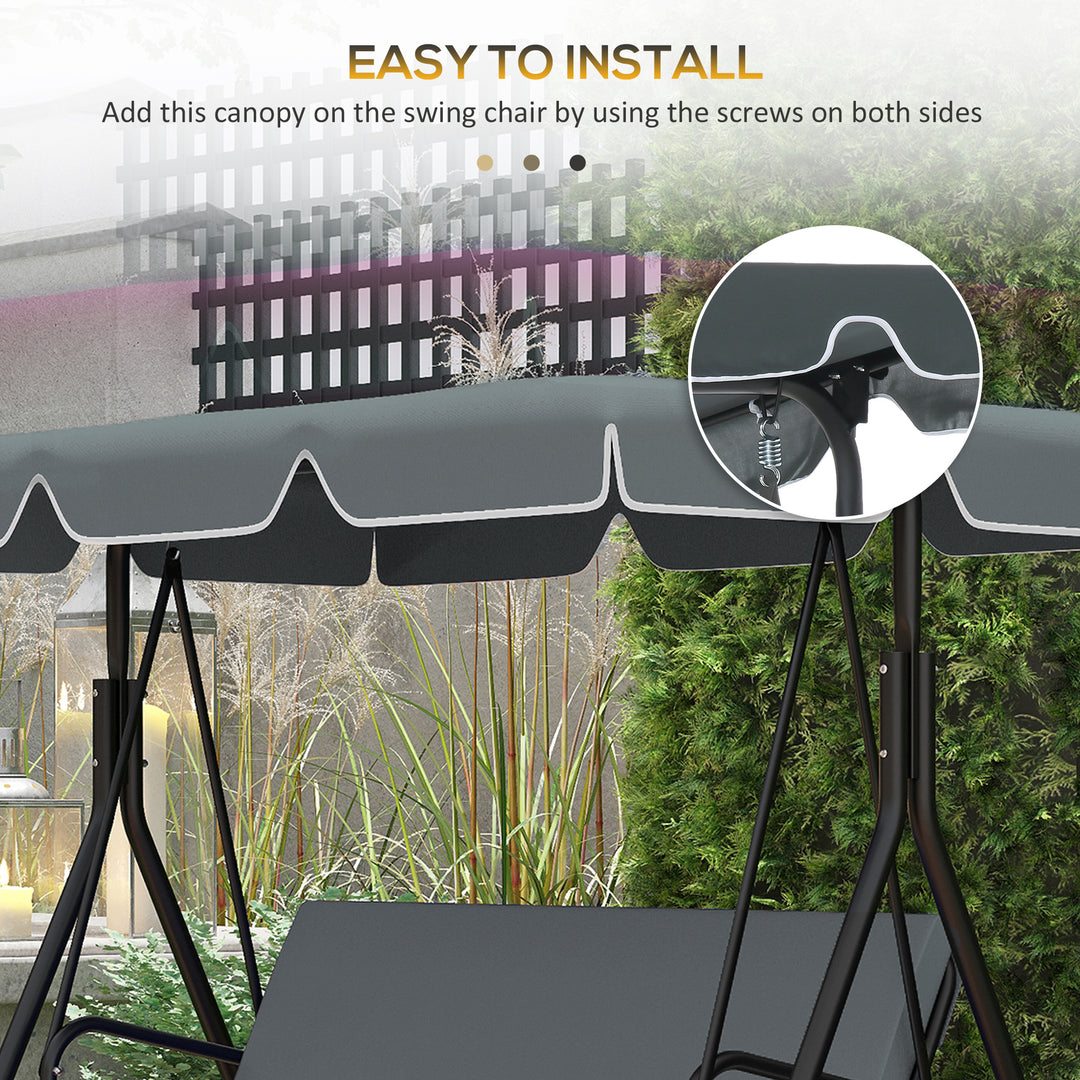 Garden Swing Canopy Replacement 2 Seater - Swing Seat Replacement Cover, (Canopy Only), Dark Grey