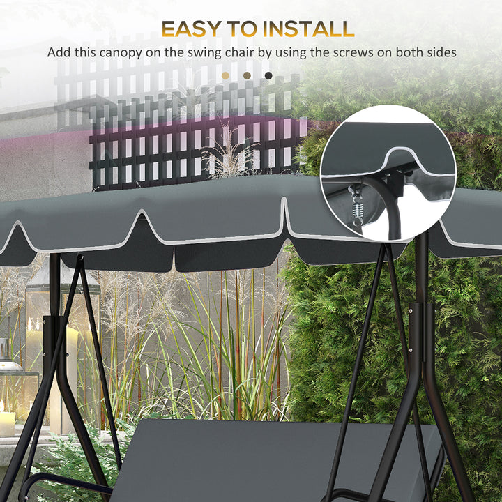 Garden Swing Canopy Replacement 2 Seater - Swing Seat Replacement Cover, (Canopy Only), Dark Grey
