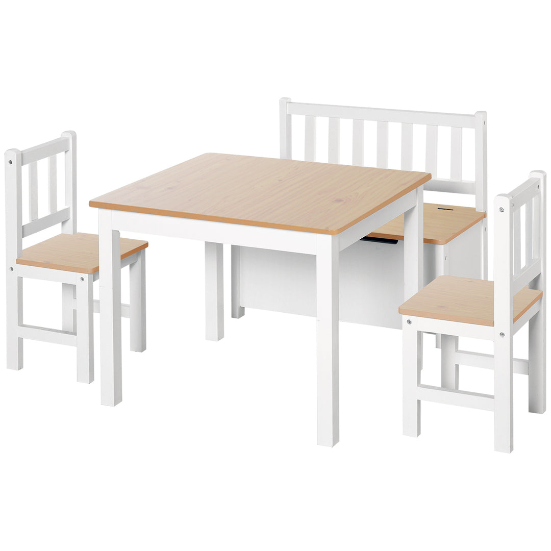 HOMCOM Pine Wood Kids 4 Pc Furniture Set-Oak/White