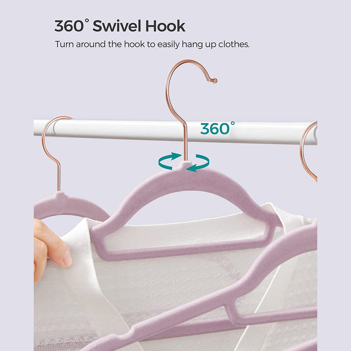 Set of 30 Velvet Hangers with Clips Pale