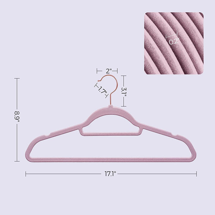 Set of 30 Velvet Hangers with Clips Pale