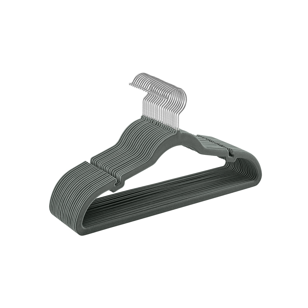 Velvet Hangers 20 Pack, Non-Slip Clothes Hangers, with Shoulder Notches, Pants Bar, Gray