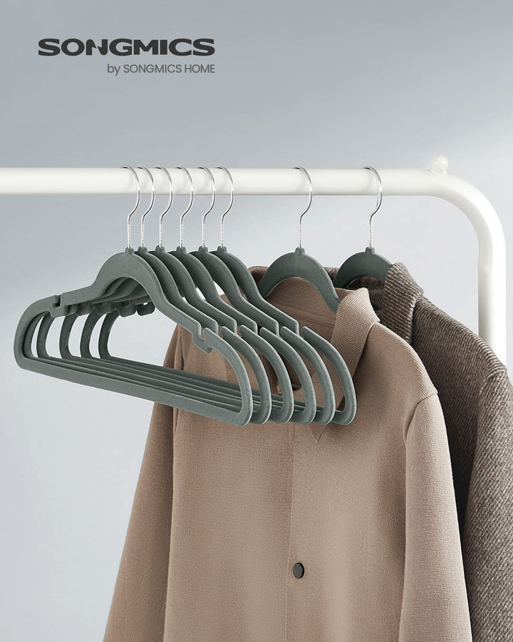Velvet Hangers 20 Pack, Non-Slip Clothes Hangers, with Shoulder Notches, Pants Bar, Gray