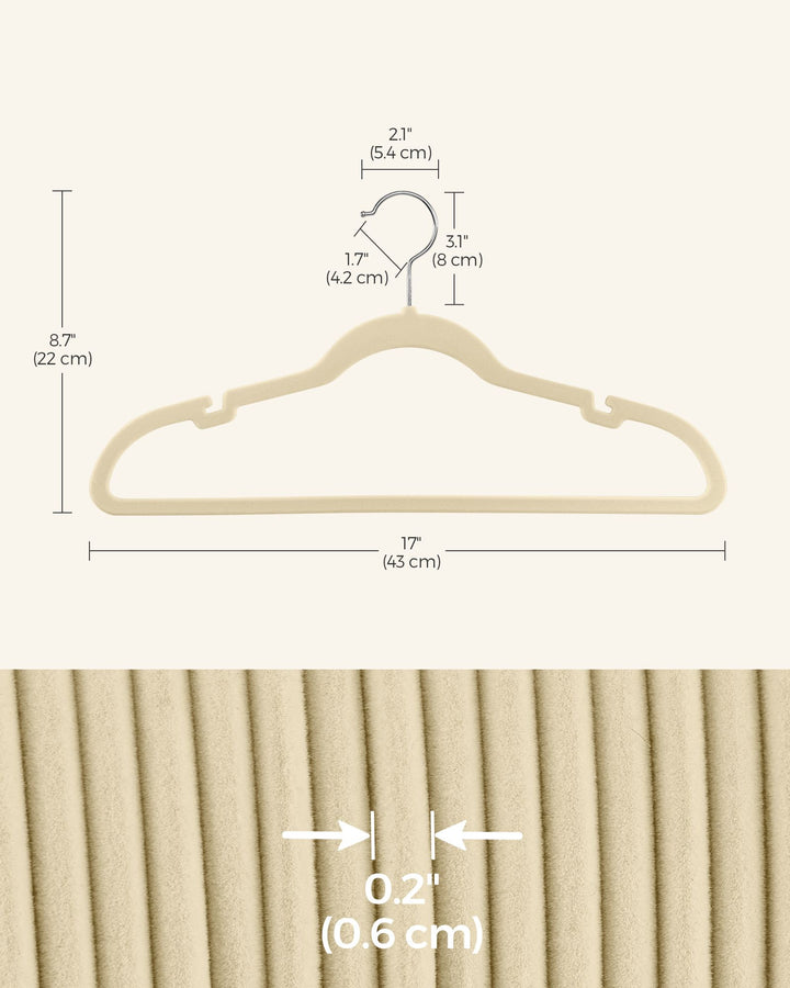 Velvet Hangers 50 Pack, Non-Slip Clothes Hangers with Shoulder Notches, Pants Bar