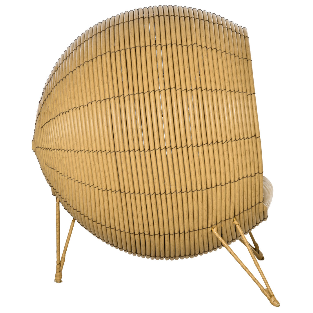 Wicker Cat Bed Elevated Rattan Kitten Basket Pet Den. House Cozy Cave with Soft Cushion Φ52 x 58cm Light Brown