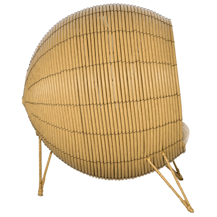 Wicker Cat Bed Elevated Rattan Kitten Basket Pet Den. House Cozy Cave with Soft Cushion Φ52 x 58cm Light Brown
