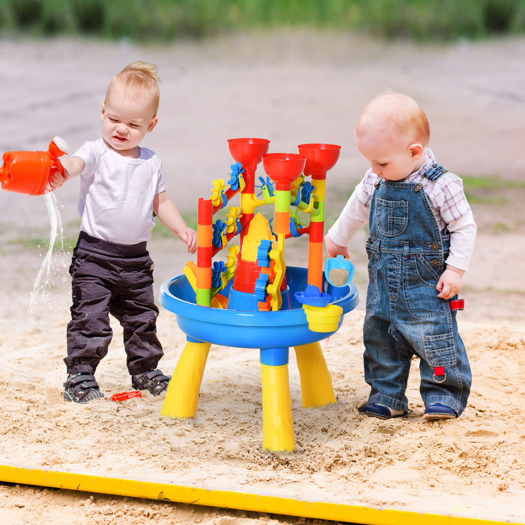 Sand and Water Table Beach Toy Set Waterpark Outdoor Playset for Kids with Accessories 30 Pcs