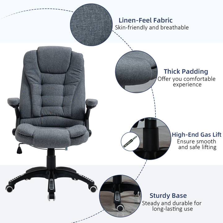 Vinsetto Ergonomic Swivel Chair Comfortable Desk Chair with Armrests Adjustable Height Reclining and Tilt Function Dark Grey