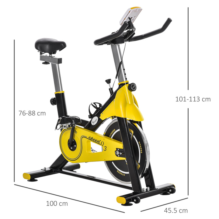 HOMCOM Cardio Exercise Bike Indoor Cycling Bike with Belt Drive Adjustable Resistance Seat Handlebar LCD Display Home Gym Upright Bike