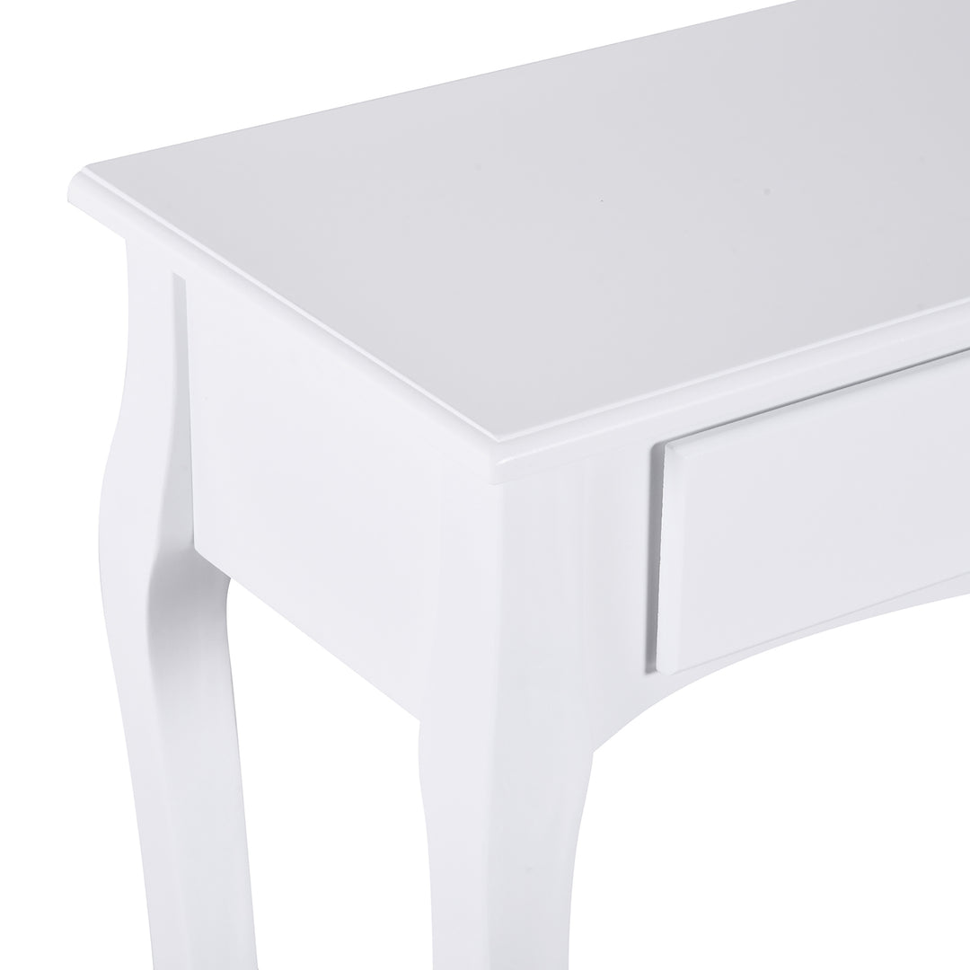 Console Table Modern Sofa Side Desk with Storage Shelves Drawers for Living Room Entryway Bedroom Ivory White