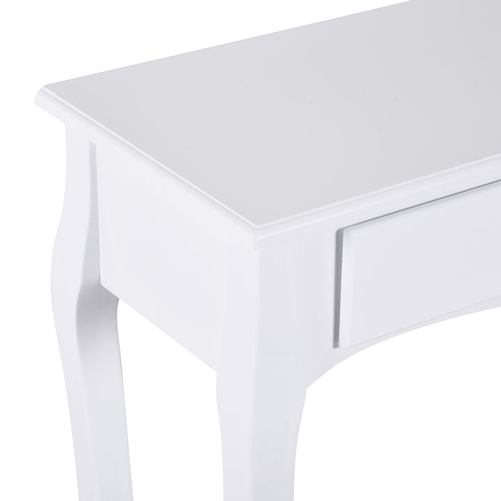 Console Table Modern Sofa Side Desk with Storage Shelves Drawers for Living Room Entryway Bedroom Ivory White