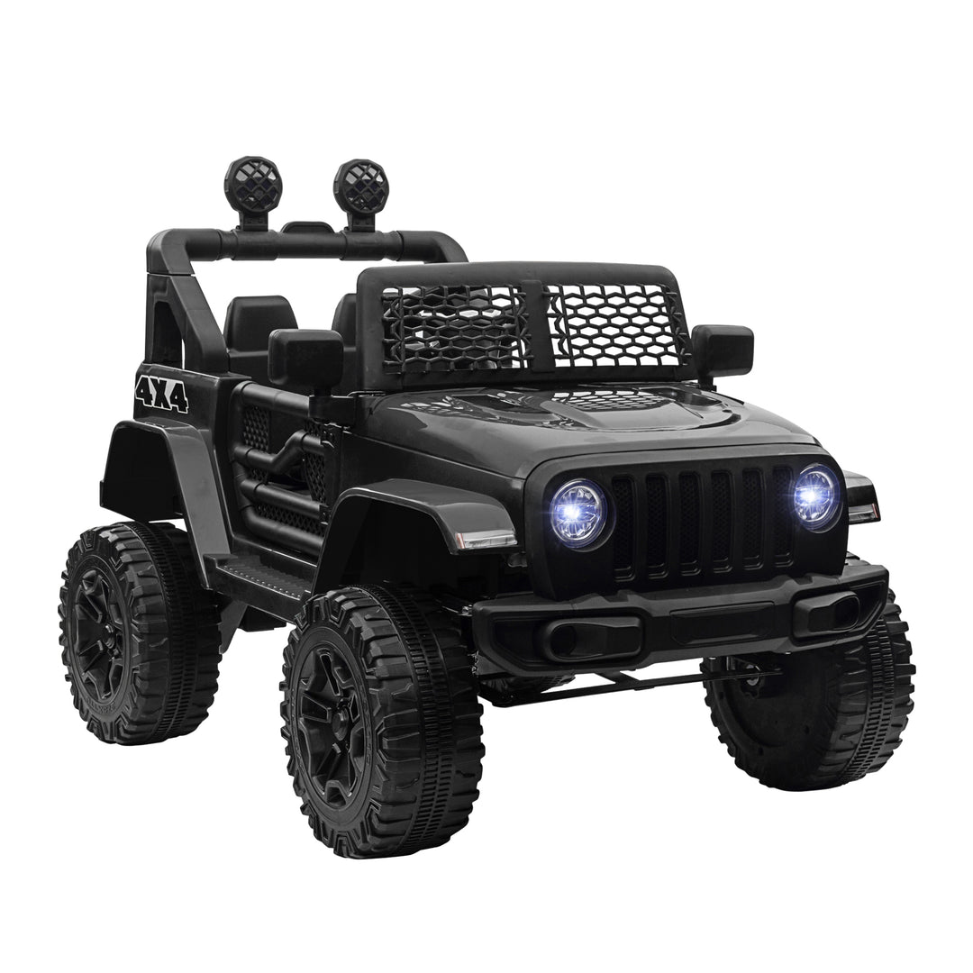 12V Battery-powered 2 Motors Kids Electric Ride On Car Truck Off-road Toy with Parental Remote Control Horn Lights for 3-6 Years Old Black