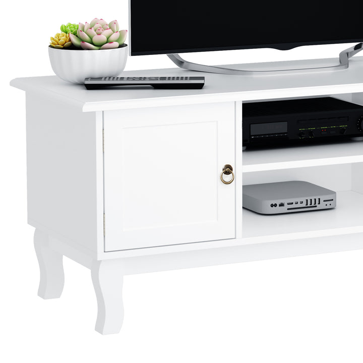 TV Stand Unit Corner Table, MDF - Ivory White