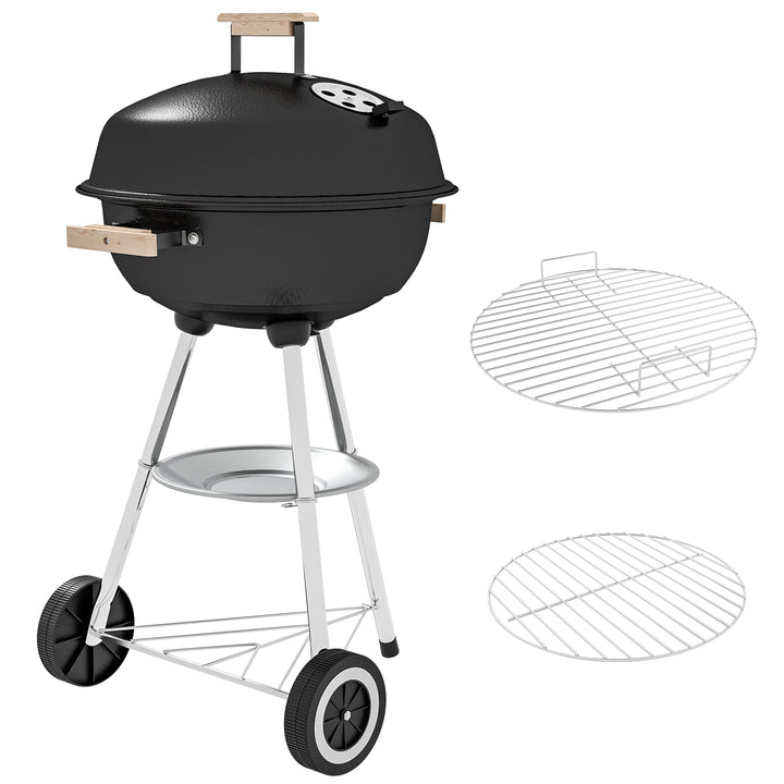 BBQ Grill Charcoal Grill Portable Charcoal BBQ Round Kettle Grill Outdoor Heat Control Party Patio Barbecue