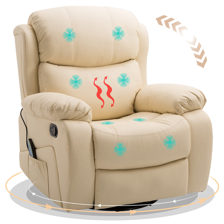 Reclining Chair with 8 Massage Points and Heat-Beige