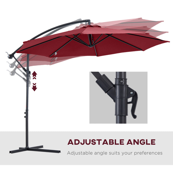 Cantilever Umbrella Parasol Patio Hanging Sun shade Wine Red 3M