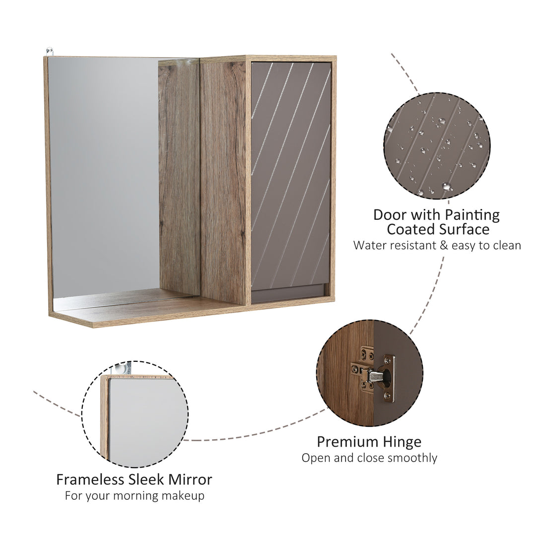 MDF Wall Mounted Bathroom Cabinet w/ Mirror