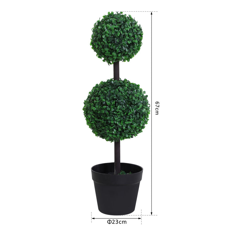 Set of 2 Artificial Boxwood Ball Topiary Trees Potted Decorative Plant Outdoor and Indoor DŽcor (67cm)