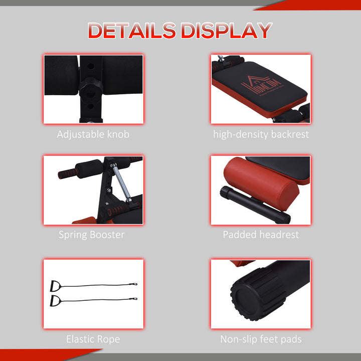 Multifunctional Sit Up Bench Foldable Exercise Weight Bench w/ Elastic Rope