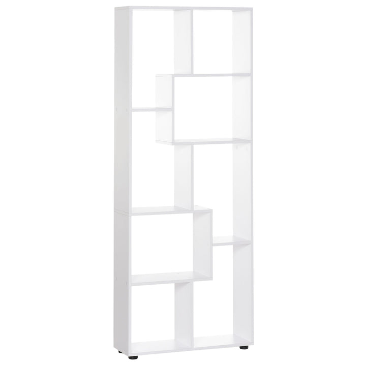 8-Tier Freestanding Bookcase w/ Melamine Surface Anti-Tipping Foot Pads Home Display Storage Grid Stand Modern Style - White