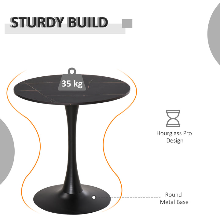 Modern Round Dining Table Leisure Coffee Bistro Table with Metal Base for Kitchen &amp; Dining Room Black