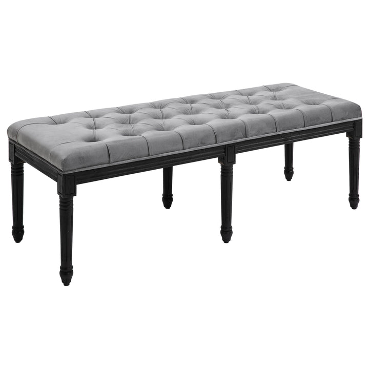 Fabric Bed End Bench Velvet Upholstered Tufted Accent Lounge Sofa Window Seat for Living Room, Bedroom, Hallway, Grey