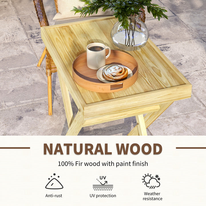 Garden Outdoor Side Table, Wooden Patio Coffee Side Desk, Natural