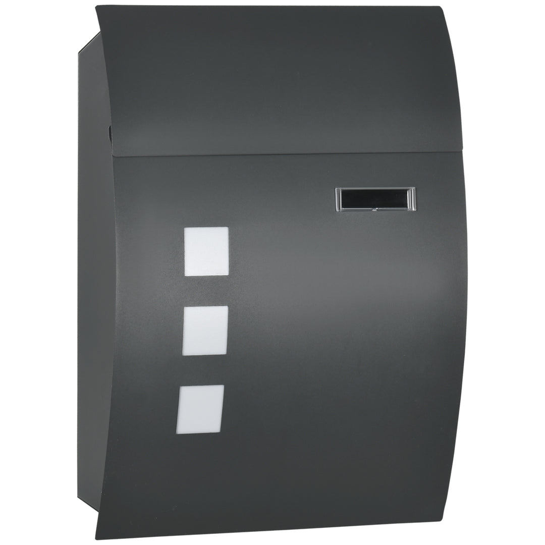 Wall Mounted Letter Box, Weatherproof Post Box, Anthracite Grey