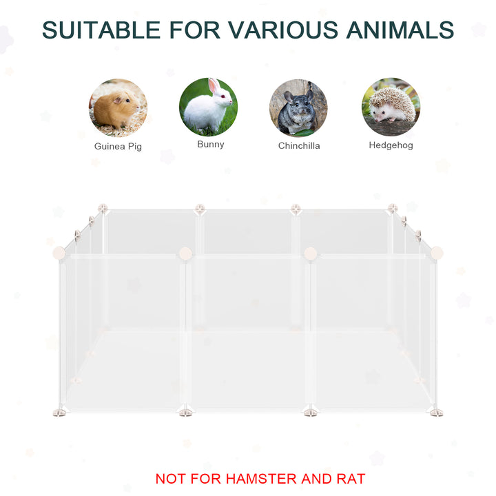 Pet Playpen DIY Small Animal Cage Open Enclosure Portable Plastic Fence 12 Panels for Hedgehog Bunny Chinchilla Guinea Pig White