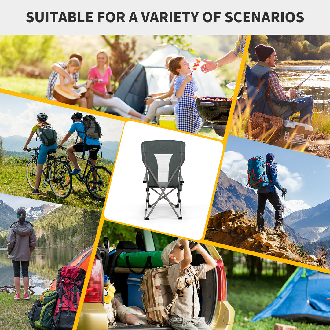 Folding Camp Chair Portable Chair w/ Cup Holder Holds up to 136kg Perfect for Camping, Festivals, Garden, Caravan Trips, Beach and BBQs