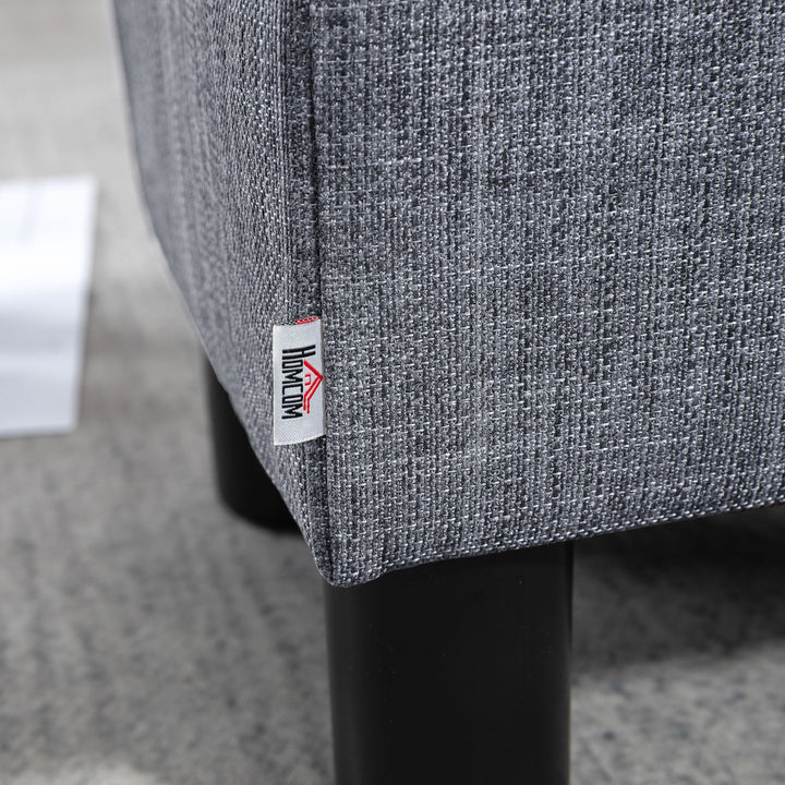 Linen Fabric Footstool Footrest Small Seat Foot Rest Chair Ottoman Light Home Office with Legs 40 x 30 x 24cm Grey