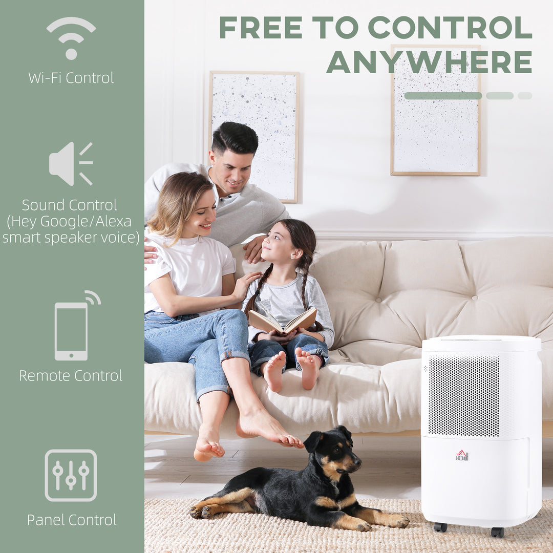 Portable Electric Quiet Dehumidifier with Wi-Fi Smart App Control-White, Black