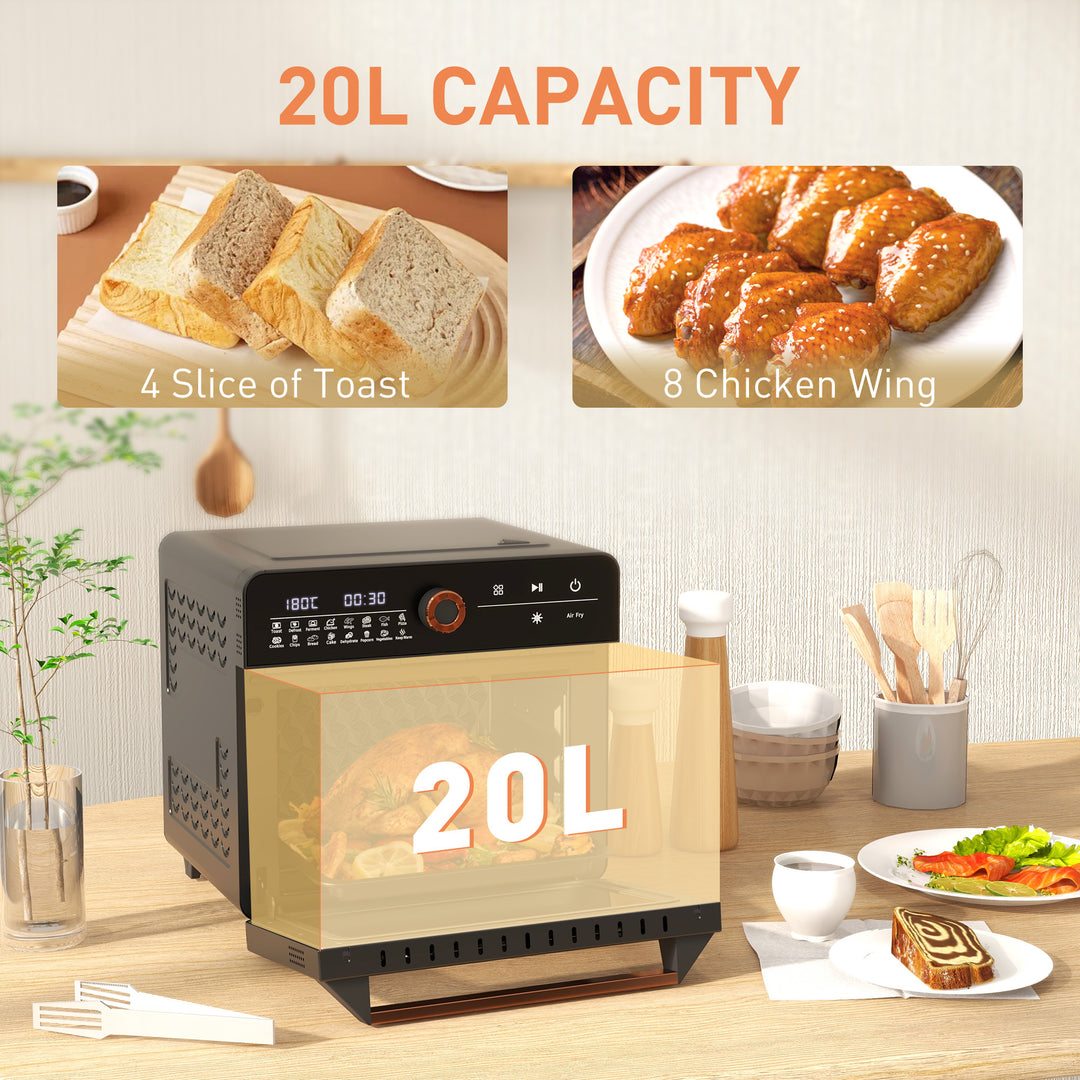 Air Fryer Oven, 20L Mini Oven, Adjustable Temp and Time, 1400W