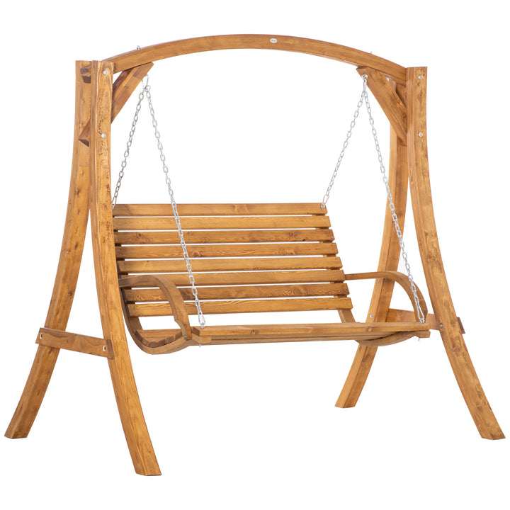 Outsunny 2 Seater Garden Swing Chair, Outdoor Wooden Swing Bench Seat