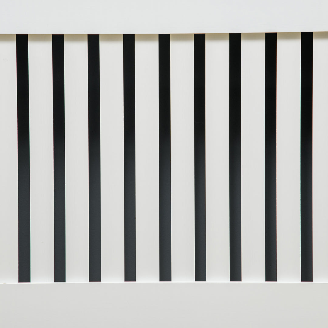 Slatted Radiator Cover Painted Cabinet MDF Lined Grill in White 172L x 19W x 81H cm