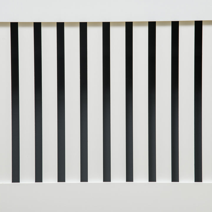 Slatted Radiator Cover Painted Cabinet MDF Lined Grill in White 172L x 19W x 81H cm