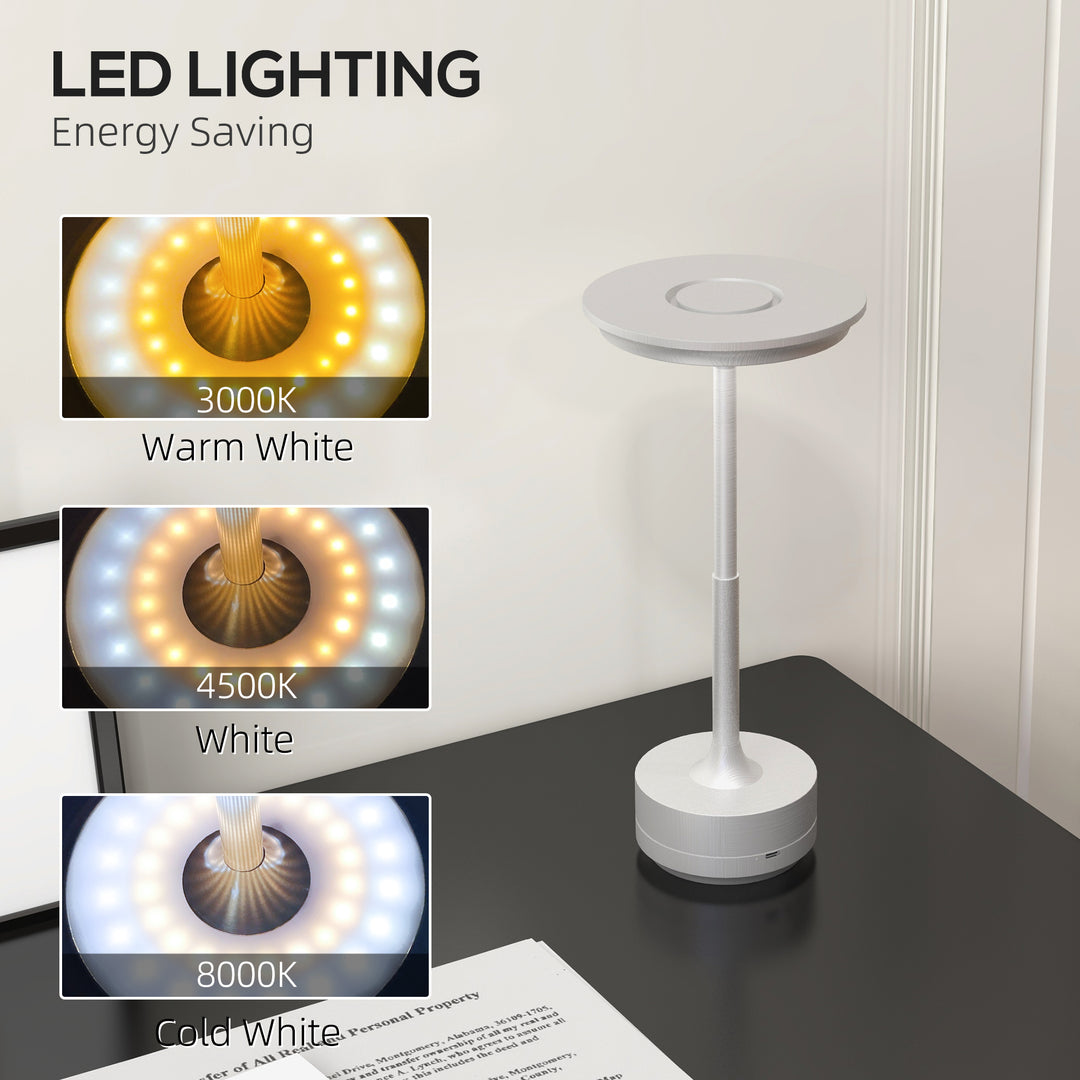 Cordless Table Lamp, Touch LED Desk Lamp with 4000mAh Rechargeable Battery, Silver