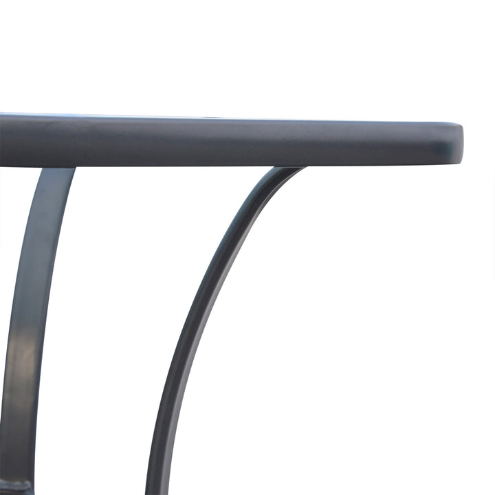 Outsunny Bar Table Bistro Square Glass Dining Kitchen Breakfast Pub Party Metal Garden Café Coffee Garden Table