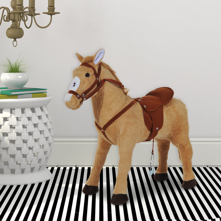 Childrens Plush Rocking Pony W/Sound-Beige