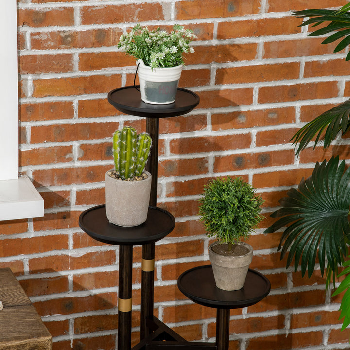 3-Tier Plant Stand, Plant Shelf Rack,  Bamboo Display Stand, 46x46x86cm, Dark Walnut